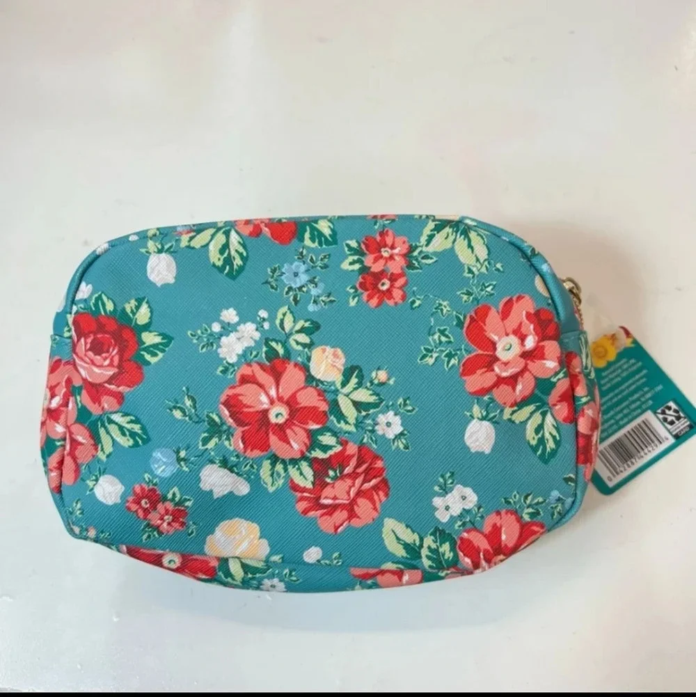 Pioneer Woman Cosmetic Bag Vintage Floral with 2 Zippers